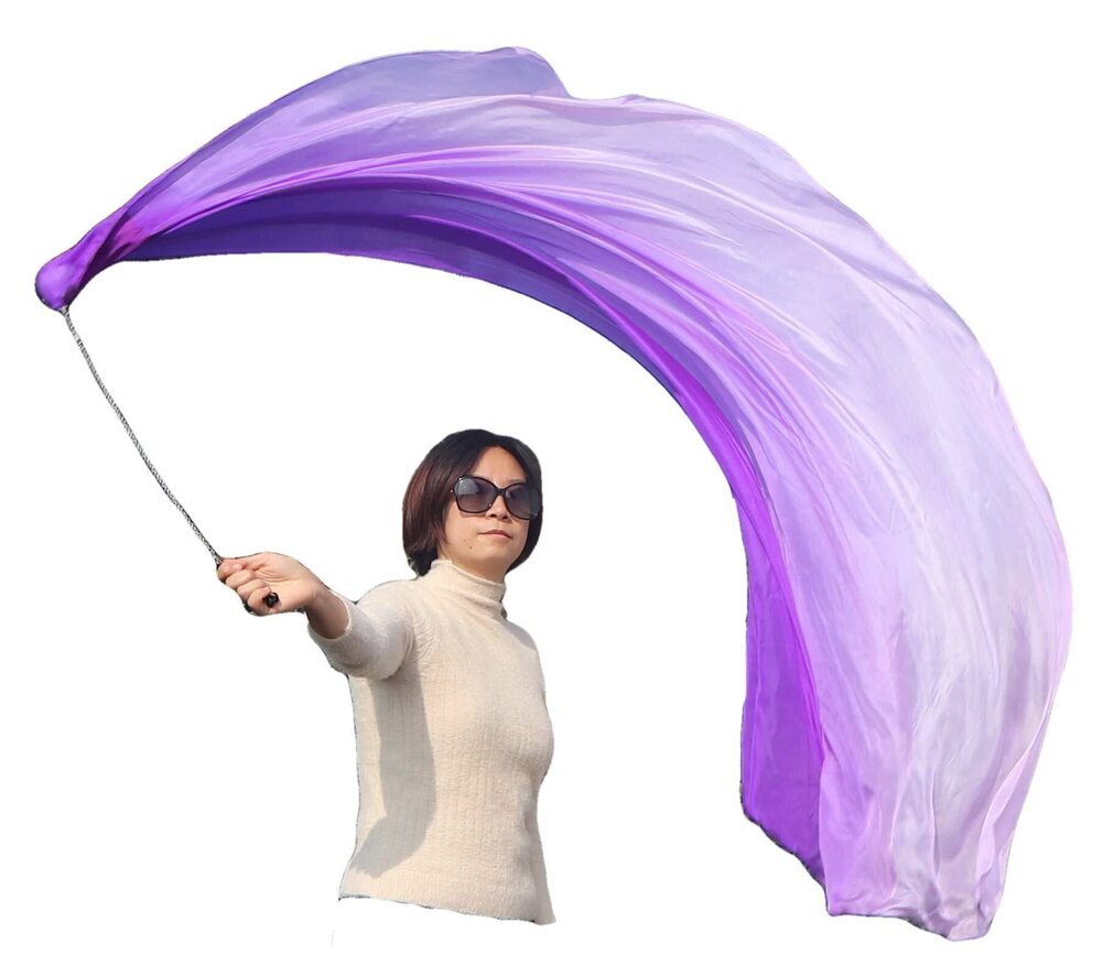 2534 Single Piece 70" Play Silk Scarf with Poi Ball, Colorful Silk Flag